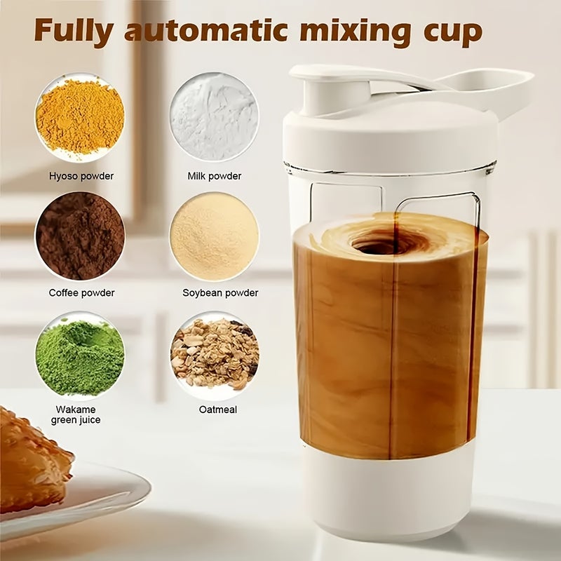 1pc Portable USB/- Electric Blender Cup - Automatic One-Touch Operation, Transparent with Measurement Markings, Food-Grade PP Mini Handheld Milk/Protein Shaker for Coffee, Smoothies, On-the-Go Blending (USB, No - Image 3