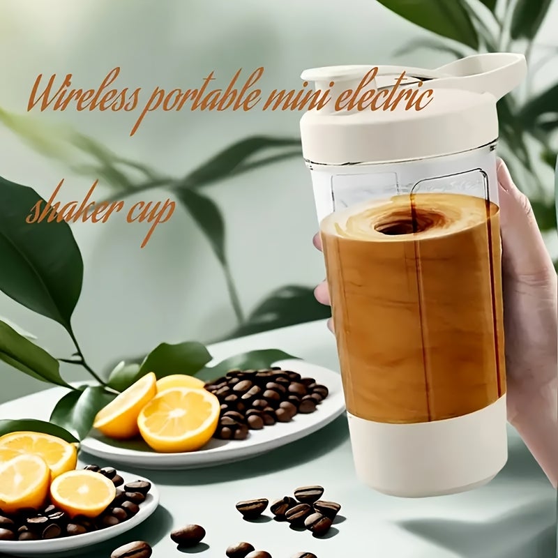 1pc Portable USB/- Electric Blender Cup - Automatic One-Touch Operation, Transparent with Measurement Markings, Food-Grade PP Mini Handheld Milk/Protein Shaker for Coffee, Smoothies, On-the-Go Blending (USB, No - Image 5