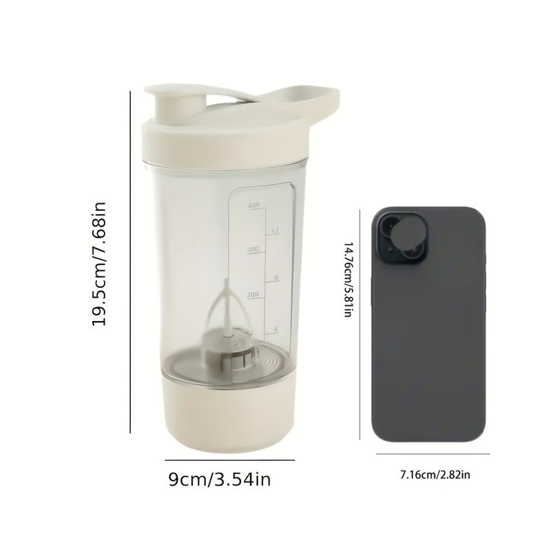 1pc Portable USB/- Electric Blender Cup - Automatic One-Touch Operation, Transparent with Measurement Markings, Food-Grade PP Mini Handheld Milk/Protein Shaker for Coffee, Smoothies, On-the-Go Blending (USB, No - Image 4