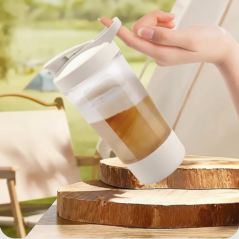 1pc Portable USB/- Electric Blender Cup - Automatic One-Touch Operation, Transparent with Measurement Markings, Food-Grade PP Mini Handheld Milk/Protein Shaker for Coffee, Smoothies, On-the-Go Blending (USB, No - Image 2