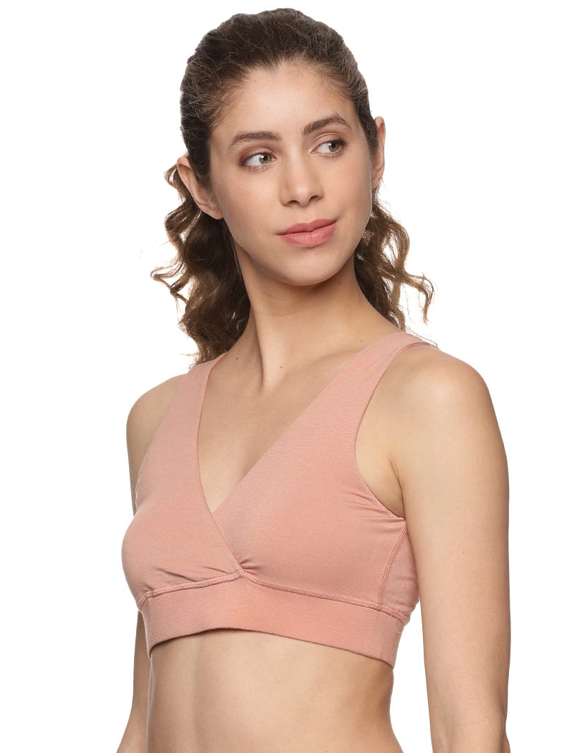 Circus &Circus Maternity Bra | Nursing Bra for Women | Pull Down Feeding Bra | Non Padded Bra for Women Slip On | Tencel Micromodal | Almond Nude, L - Image 3