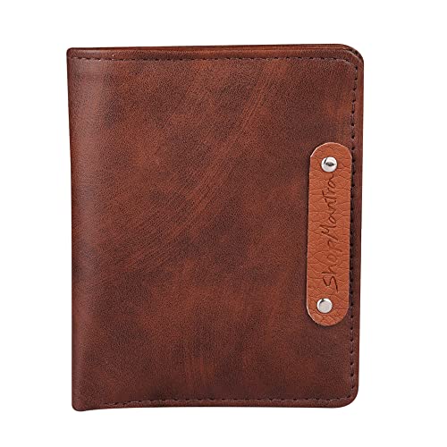 ShopMantra Unisex Printed Card Holder| Card Holder for Women | Card Holder for Men | Premium Vegan Faux Leatherette Card Holder Pocket Organizer - Brown - Image 1