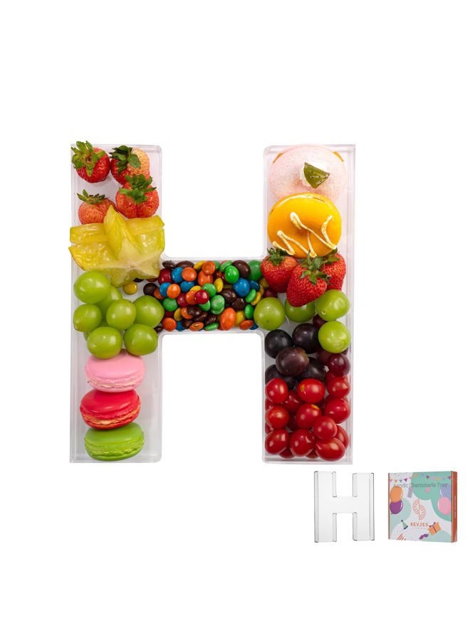 KEVJES 11" Acrylic Letter & Number Charcuterie Tray – Reusable Fillable Alphabet Box for Candy, Snacks, Cupcakes – Serving Platter for Birthday, Wedding, Baby Shower Party (V, 11 Inch) - Image 1