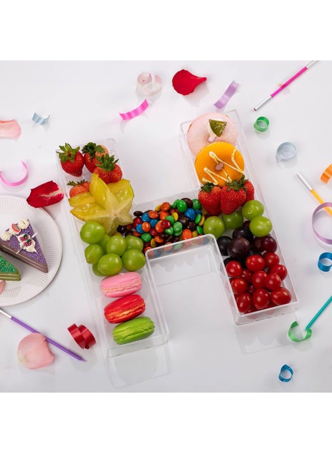 KEVJES 11" Acrylic Letter & Number Charcuterie Tray – Reusable Fillable Alphabet Box for Candy, Snacks, Cupcakes – Serving Platter for Birthday, Wedding, Baby Shower Party (V, 11 Inch) - Image 2