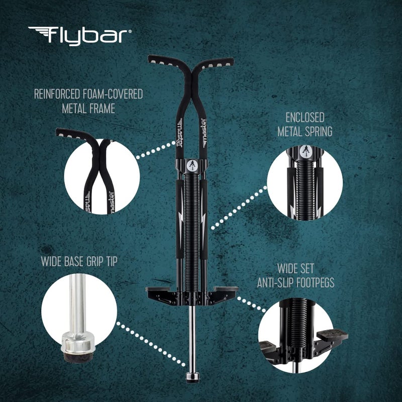 Flybar Master Pogo Stick for Kids, Ages 9+, 80 to 160 Pounds, Easy Grip Handles, Anti-Slip Pegs, Outdoor Toys for Boys, Jumper Toys for Girls, Outside Toys for Kids, Tweens and Teens (Black/Silver) - Image 5