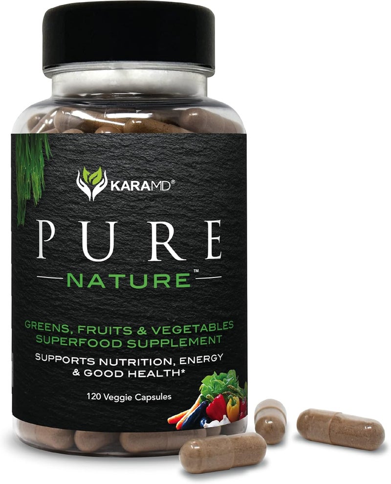 KaraMD Pure Nature  Greens Fruit and Veggies Supplement  Vitamins Fiber  Antioxidants  20 Fruits and Vegetables Supplements for Energy  Digestion  Gluten Free  Vegan Friendly 30 Servings - Image 1