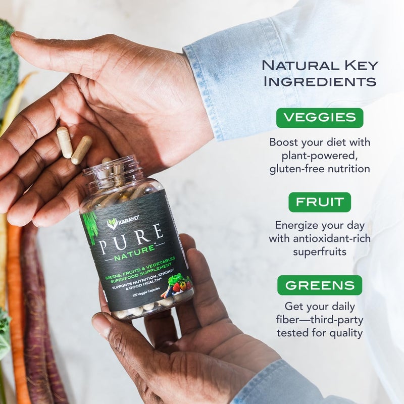 KaraMD Pure Nature  Greens Fruit and Veggies Supplement  Vitamins Fiber  Antioxidants  20 Fruits and Vegetables Supplements for Energy  Digestion  Gluten Free  Vegan Friendly 30 Servings - Image 4
