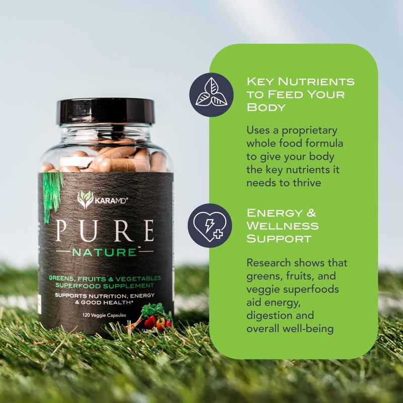 KaraMD Pure Nature  Greens Fruit and Veggies Supplement  Vitamins Fiber  Antioxidants  20 Fruits and Vegetables Supplements for Energy  Digestion  Gluten Free  Vegan Friendly 30 Servings - Image 3