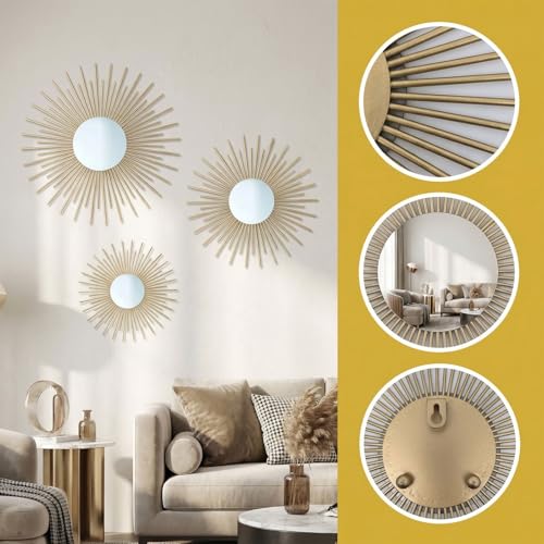 AIM & GGKK Gold Metal Wall Decor, Set of 3 Modern Metal Wall Art for Living Room, Minimalist Contemporary Gold Decor for Bedroom, Boho Accent Home Decoration - Image 4