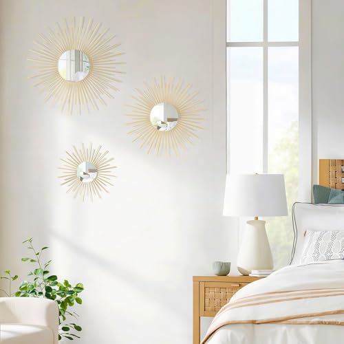 AIM & GGKK Gold Metal Wall Decor, Set of 3 Modern Metal Wall Art for Living Room, Minimalist Contemporary Gold Decor for Bedroom, Boho Accent Home Decoration - Image 3