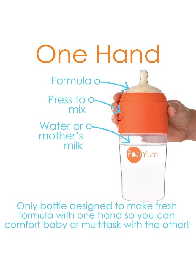 PopYum زجاجة حليب للأطفال PopYum بسعة 9 أونص (260 مل) برتقالية مع حلمة متوسطة التدفق #2، خالية من BPA، تصميم طبيعي لتسهيل الرضاعة - Image 2