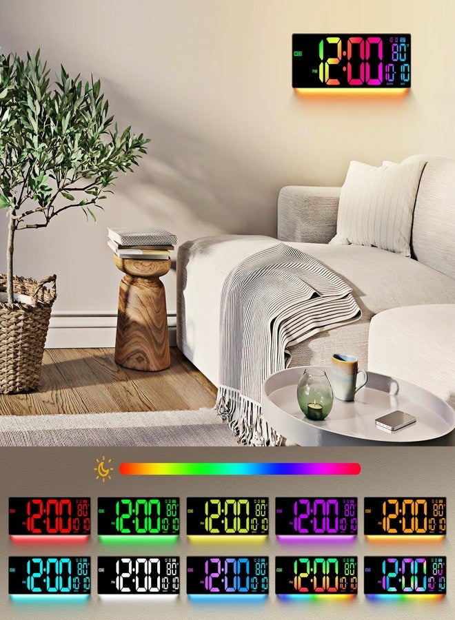 ANSOPER 16.5" Large Digital Wall Clock: Birthday Gifts for Men Women, House Warming Gifts New Home Decor, 11 RGB Colors Wall Mount Decor Clock for Living Room Bedroom Office Classroom Brown - Image 2