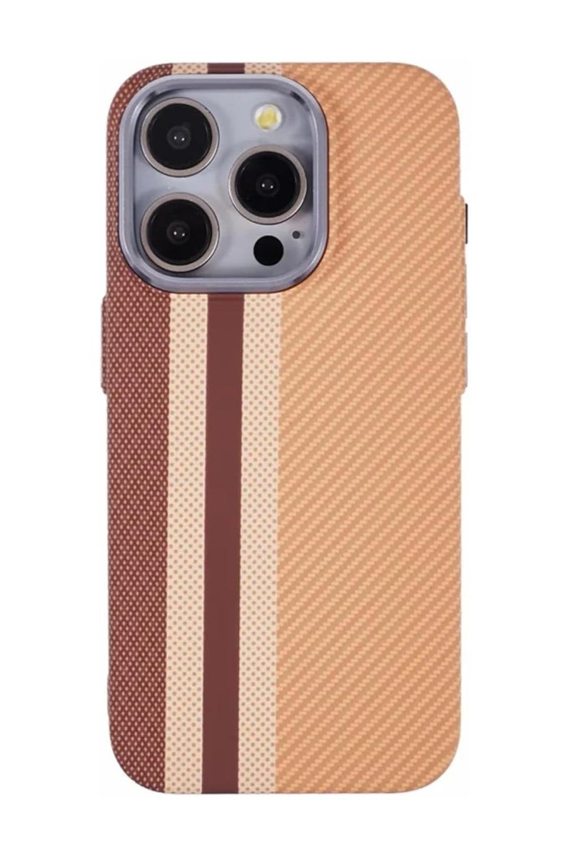 erorex Phone Case Compatible with iPhone 15 Pro Slim Lightweight Protective Cover with Beige and Brown Stripe Pattern Anti Slip Grip Shock Absorption Precise Cutouts and Stylish Durable Finish - Image 1