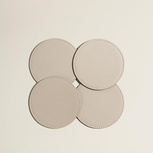 OLETHA Drink Coasters, Set of 4 - Aesthetic Round Coaster for Coffee Bar, Dining Table, Office Desk - Ivory - Image 5