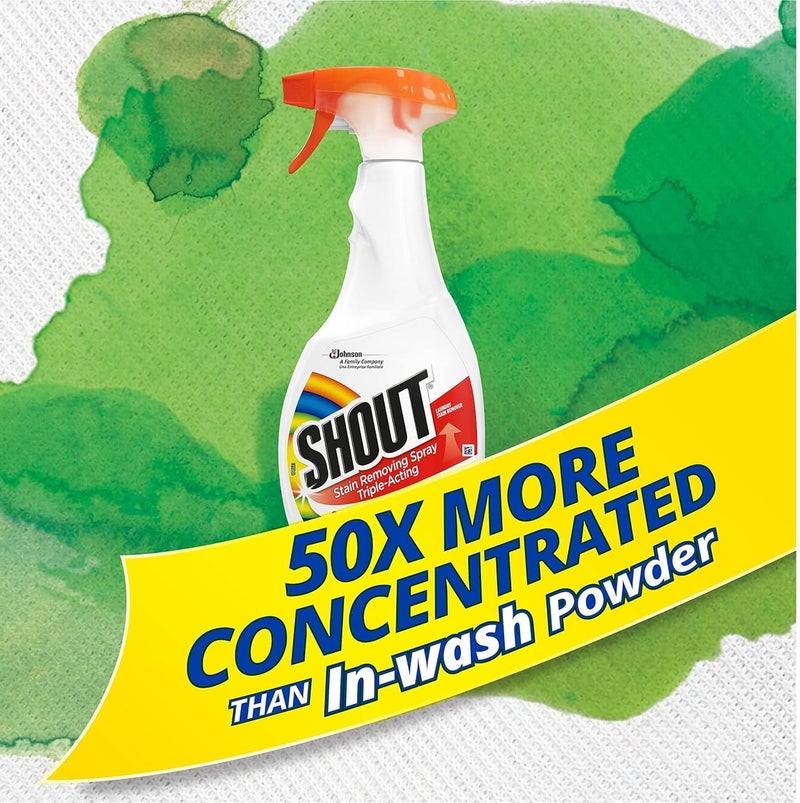 Shout Triple-Acting Stain Removing Spray 500ML – Powerful Laundry Stain Remover, Clings Penetrates & Lifts Tough Stains, Fabric Cleaner for White & Colored Clothes, Pre-Treat Spray - Image 2