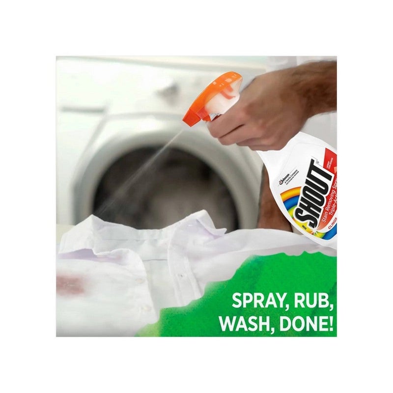 Shout Triple-Acting Stain Removing Spray 500ML – Powerful Laundry Stain Remover, Clings Penetrates & Lifts Tough Stains, Fabric Cleaner for White & Colored Clothes, Pre-Treat Spray - Image 3