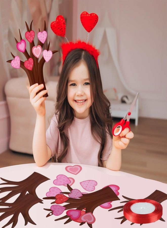 Harloon 48 Sets Valentine Tree of Hearts Craft Kit Make Your Own Bulletin Board Set DIY Valentine Tree with 12 Sheets Glue Point Dots and Ribbon for Kids Home Classroom Party Art Project Decoration - Image 4
