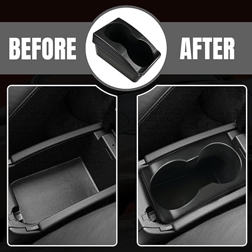 OICCTBF Cup Holder for Porsche Boxster 986 (1997-2004) & 911 996 (1999-2004), Black Plastic Replacement Center Console Armrest Add-on Cup Holder for Standard Sized Cups - Image 3
