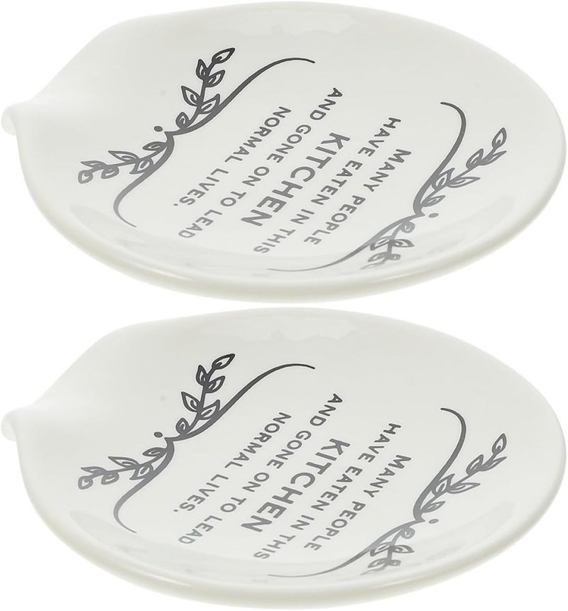 Ceramic Spoon Rest 2pcs Compact Sturdy Scoop Holders Kitchen Utensil Cradle for Cooking and Dining Countertop Use - Image 1
