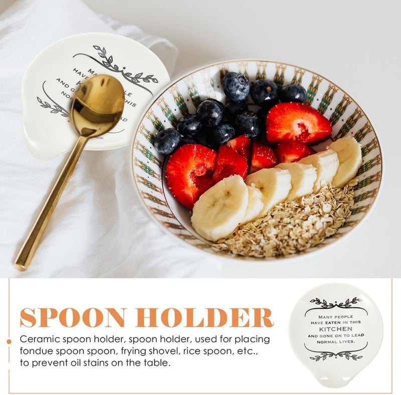 Ceramic Spoon Rest 2pcs Compact Sturdy Scoop Holders Kitchen Utensil Cradle for Cooking and Dining Countertop Use - Image 3