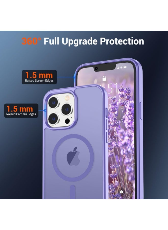 أكاليكس جراب مغناطيسي لهاتف آيفون 13 برو ماكس [مقاوم للصدمات ونحيف] غطاء خلفي صلب شفاف غير لامع مع حماية عالية الجودة | بنفسجي فاتح - Image 2