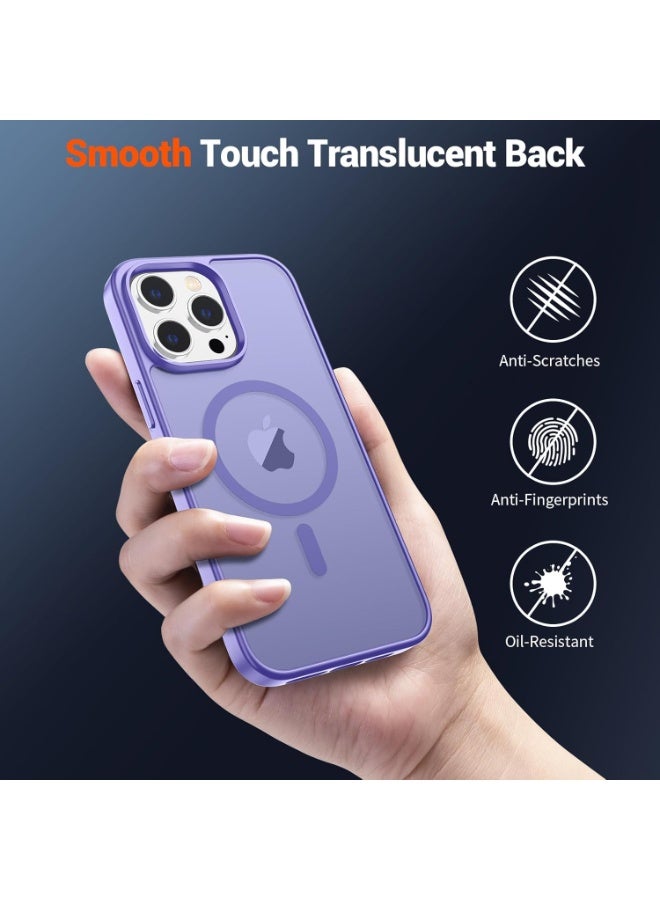 أكاليكس جراب مغناطيسي لهاتف آيفون 13 برو ماكس [مقاوم للصدمات ونحيف] غطاء خلفي صلب شفاف غير لامع مع حماية عالية الجودة | بنفسجي فاتح - Image 4