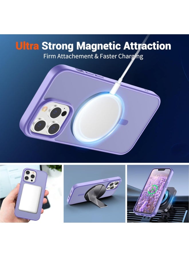 أكاليكس جراب مغناطيسي لهاتف آيفون 13 برو ماكس [مقاوم للصدمات ونحيف] غطاء خلفي صلب شفاف غير لامع مع حماية عالية الجودة | بنفسجي فاتح - Image 3
