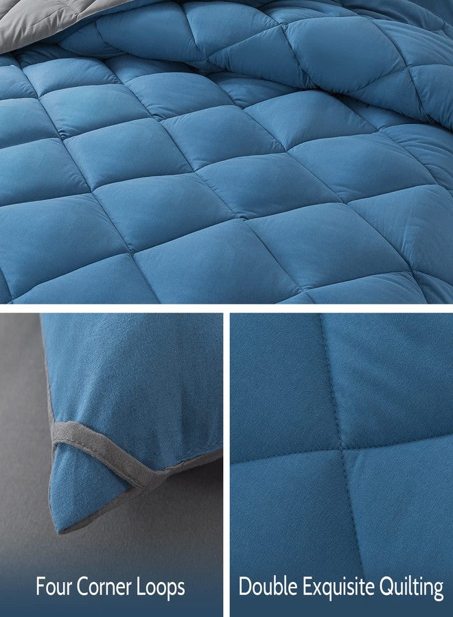 Decroom Lightweight Queen Comforter Set with 2 Pillow Sham - 3 Pieces Set - Quilted Down Alternative Comforter/Duvet Insert for All Season - Grayish Blue/Grey - Queen Size - Image 4