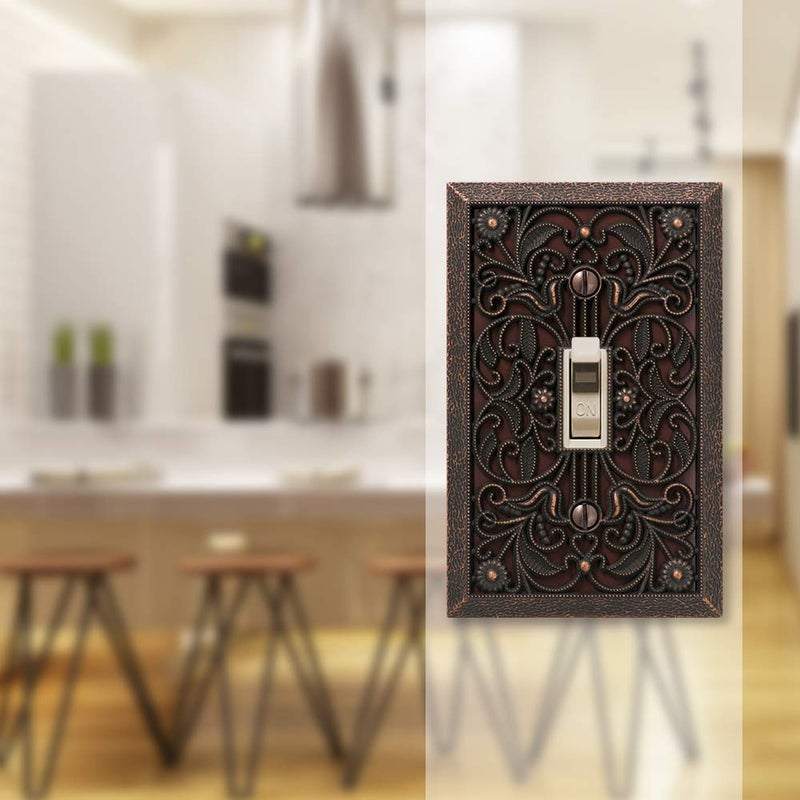 Amerelle 65TDB Filigree Wallplate, 1 Toggle, Cast Metal, Aged Bronze, 1-Pack - Image 2