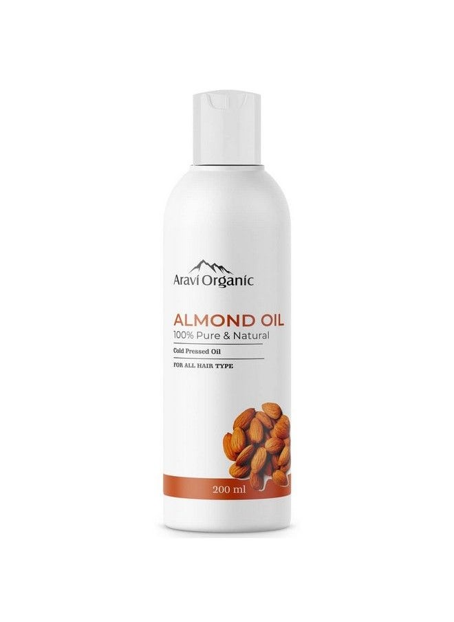 Aravi Organic 100% Pure & Organic Cold Pressed Badam Rogan Sweet Almond Oil For Healthy Hair & Skin ; Excellent For Baby Massages ; Soothes Cuticles ; Adds Luster To Damaged Hair ; 200Ml  - Image 1