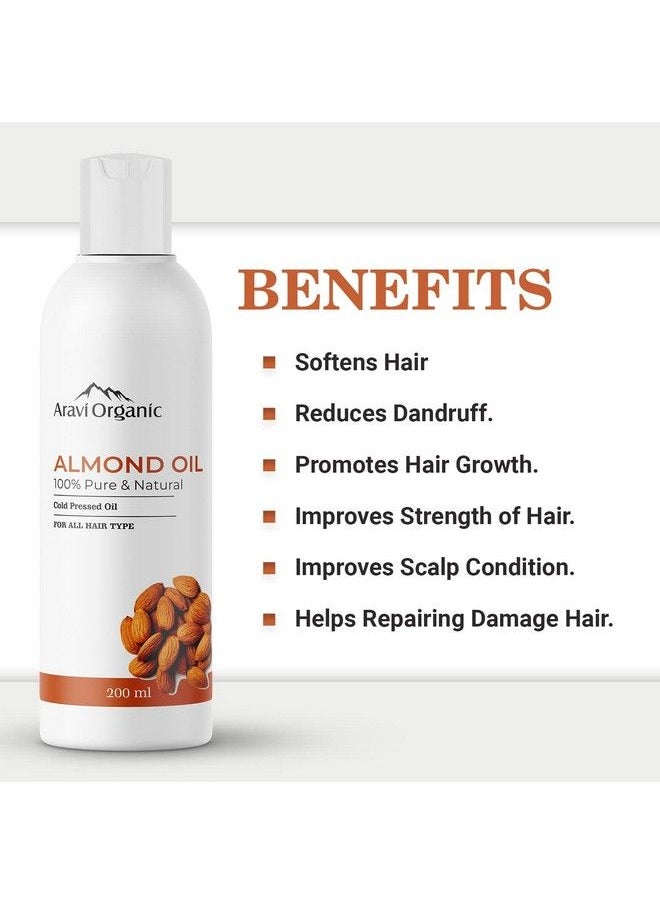 Aravi Organic 100% Pure & Organic Cold Pressed Badam Rogan Sweet Almond Oil For Healthy Hair & Skin ; Excellent For Baby Massages ; Soothes Cuticles ; Adds Luster To Damaged Hair ; 200Ml  - Image 3