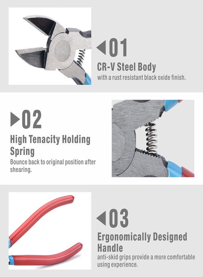 IWISS iCrimp Wire Flush Cutters, 6-inch Side Cutter, Clipper Wire Snipss Electronic Cutter, Spring-loaded High Leverage Plier, Perfect for Cutting Zip, Cable, and Hose Ties - Image 4