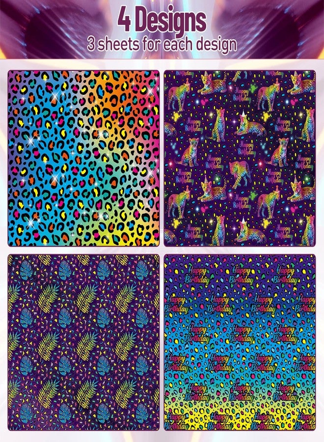 Pineraap Neon Leopard Birthday Wrapping Paper, 19.7'' X 27.6'', 12 Sheets Rainbow Leopard Cheetah Print Gift Wrap, Animal Print Wrapping Paper for Jungle Safari Theme Party Supplies Anniversary Holiday Decor - Image 4