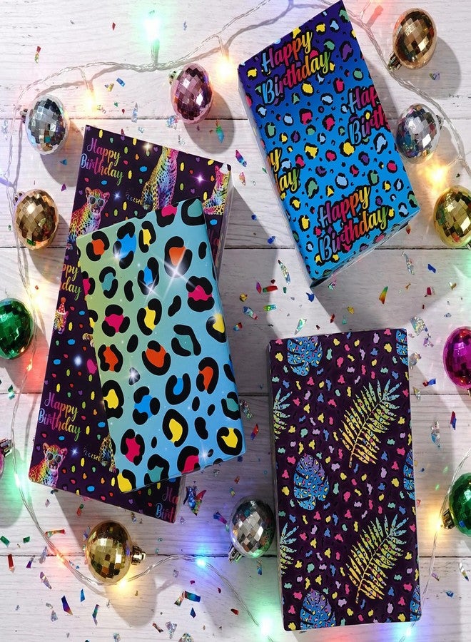 Pineraap Neon Leopard Birthday Wrapping Paper, 19.7'' X 27.6'', 12 Sheets Rainbow Leopard Cheetah Print Gift Wrap, Animal Print Wrapping Paper for Jungle Safari Theme Party Supplies Anniversary Holiday Decor - Image 3