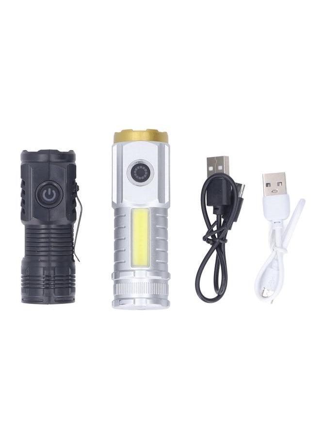 Thoraya 2PCS Set LED Rechargeable Flashlight USB Portable High Birghtness Outdoor Mini Flashlight  - Image 1