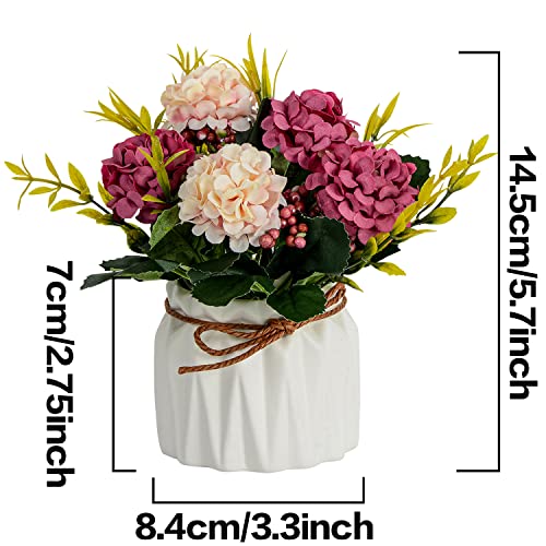 XONOR Artificial Flower Plants – Mini Fake Hydrangea Flowers in Pot for Home Decor Party Wedding Office Patio Table Desk Decoration, Set of 4, Size: 3.3''(Diameter) x 5.5''(Tall) - Image 2