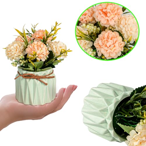 XONOR Artificial Flower Plants – Mini Fake Hydrangea Flowers in Pot for Home Decor Party Wedding Office Patio Table Desk Decoration, Set of 4, Size: 3.3''(Diameter) x 5.5''(Tall) - Image 3