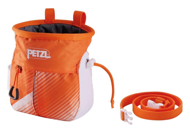 Petzl SAKAPOCHE Chalk Bag with Power Crunch (300g) - Ergonomic Bag with Zip Pocket for Gym, Sports and Trad Climbing - Orange/White - Image 2