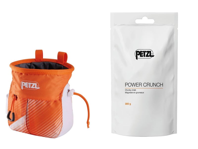 Petzl SAKAPOCHE Chalk Bag with Power Crunch (300g) - Ergonomic Bag with Zip Pocket for Gym, Sports and Trad Climbing - Orange/White - Image 1