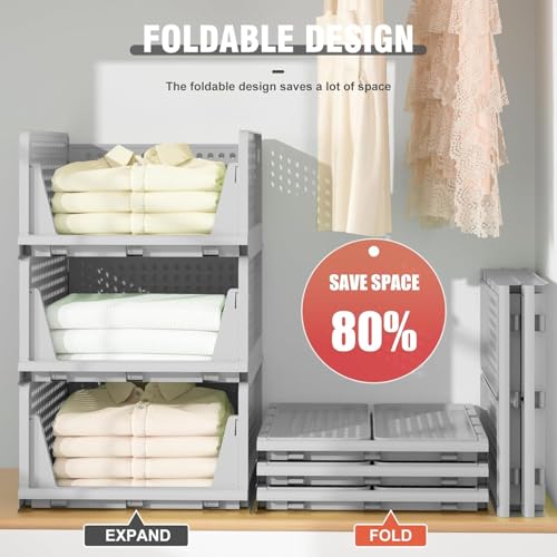 VERAT 3 Tier Foldable Plastic Cloth Rack for Storage/Kitchen Cupboard/Versatile and Sturdy Wardrobe for Clothes/Storage Organizer/Closet for Bedroom/Living Room/Laundry Room/Study(Transparent) - Image 2