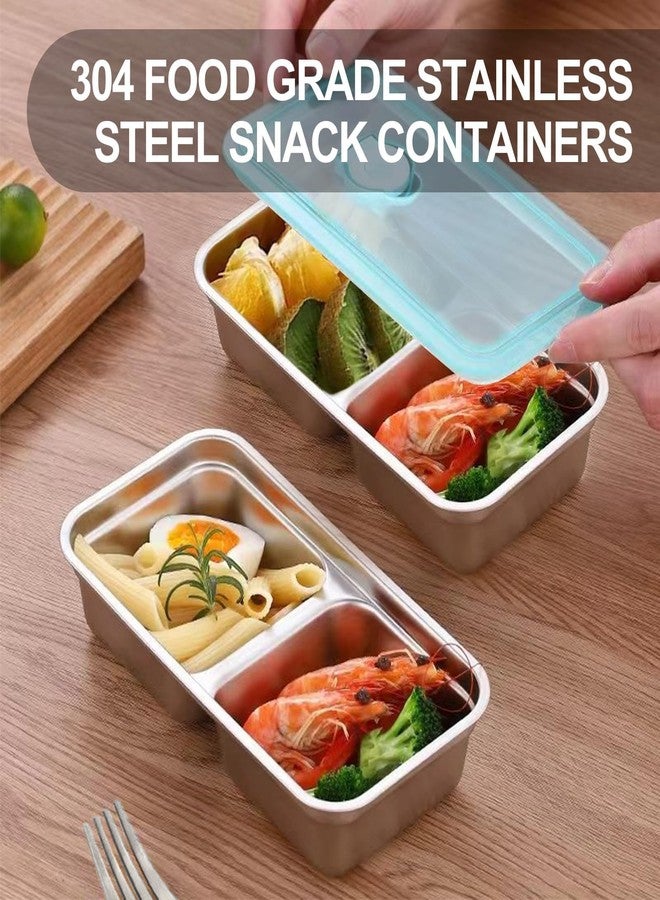 IGUOCY Grab and Go Snack Containers Reusable, Stainless Steel Snack Containers, 2 Compartment Condiment Bowls with Lids, Meal Prep Lunch Box, Takeout, Travel And Camping Food Storage (2Pcs) - Image 3