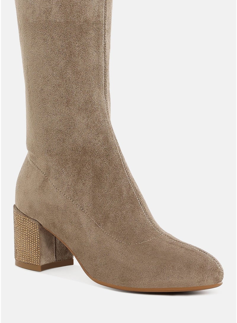 London Rag Microfiber Knee High Boots in Taupe - Image 4