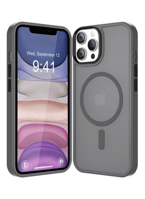 جراب مغناطيسي لهاتف iPhone 11 Pro Max متوافق مع MagSafe حماية عسكرية مقاومة للصدمات جراب شفاف غير لامع مضاد للخدش جراب هاتف مقاوم للصدمات (تيتانيوم)