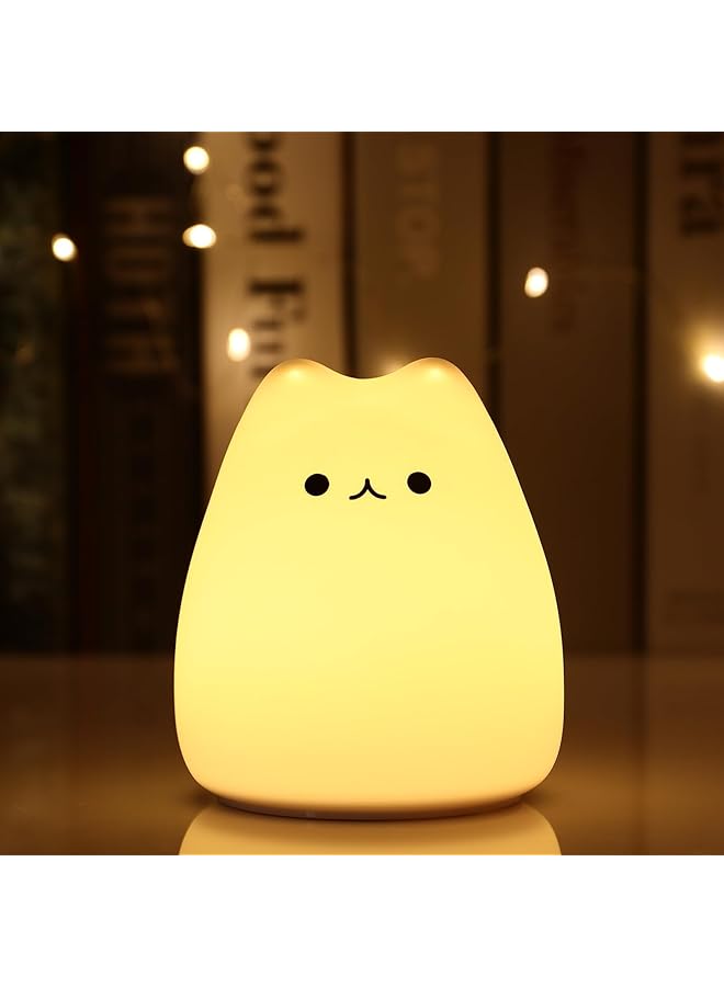 The Bros Night Light for Children Kitty Light Night Lights for Children Animal Light 7 Breathing Colour Light for Baby Bedroom with Remote Control (Cat) - Image 1