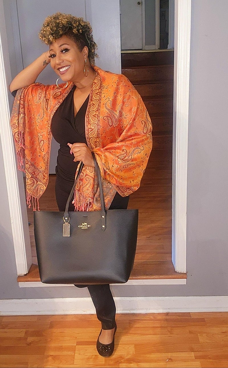 Achillea Soft Silky Reversible Paisley Pashmina Shawl Wrap Scarf w/Fringes (Orange) - Image 2