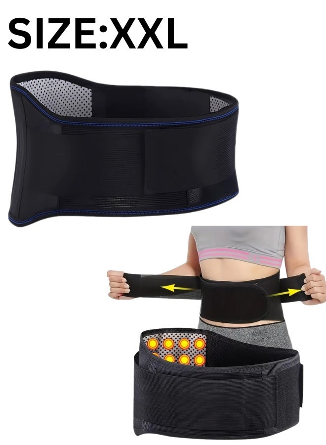 Self-heating magnetic back and waist belt – Double magnetic self-heating belt (for abdomen and back) – High elasticity back support belt with strong support strips – Suitable for weightlifting, long office work, and for relieving menstrual pain – Complete protection for the waist and abdomen – Suitable for men and women (size XX L) - Image 1
