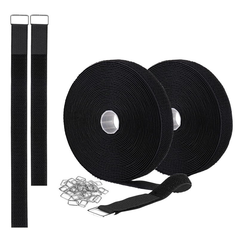 Jumpso Jumpso Adjustable Fastening Hook and Loop Straps Reusable Cable Ties CuttoLength Nylon Cinch Straps for Organizer or Storage Black 1 X 32FT 