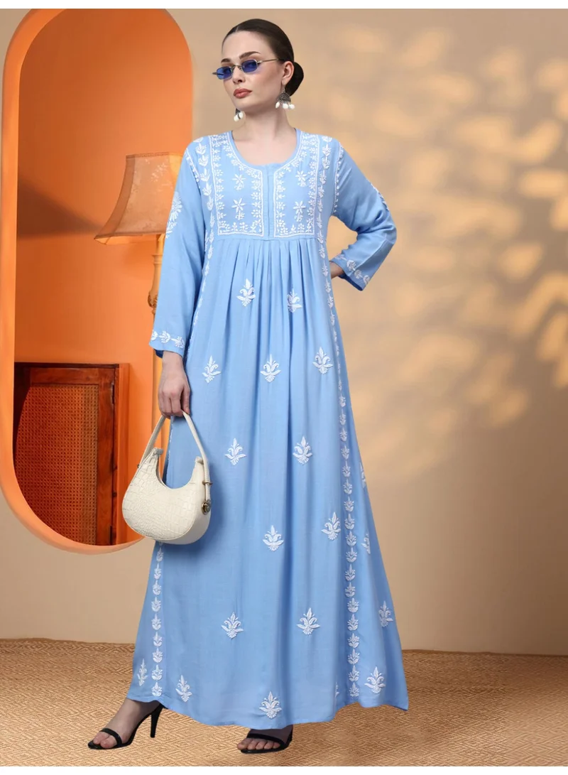 الايا جلابية رايون شيكانكاري مطرزة يدوياً-AL4121