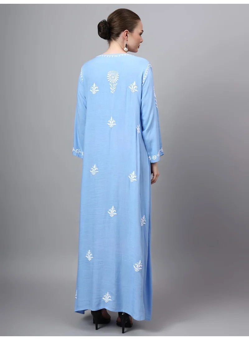 الايا جلابية رايون شيكانكاري مطرزة يدوياً-AL4121