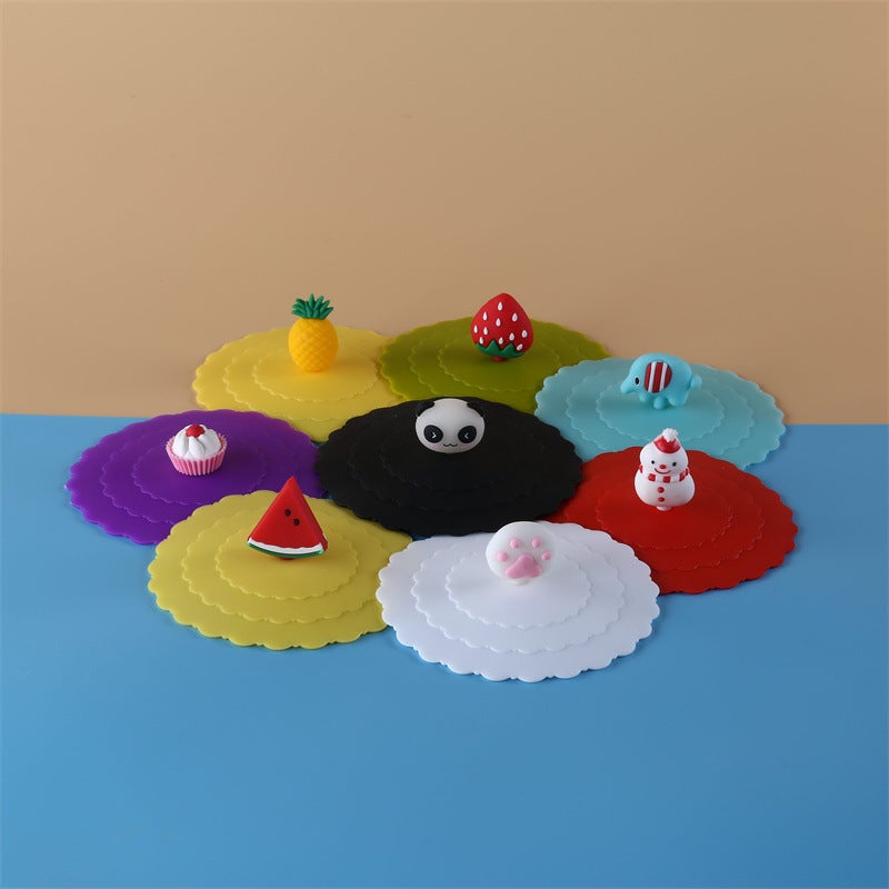 Wave Cover Silicone Cover Cartoon Cute Universal Dustproof Detachable Doll Silicone Cup Cover For Primary School Students - Image 1